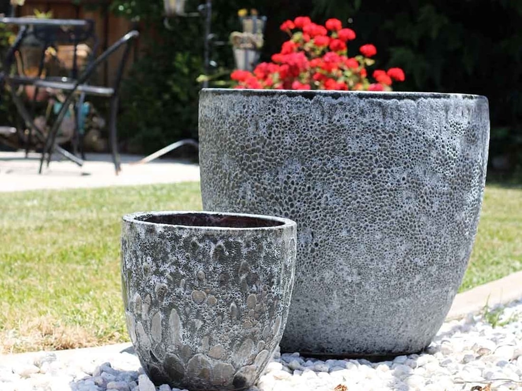 COCO POTS, CORAL BLACK, SET OF 3-19"X17", 15'X13", 12"X11"