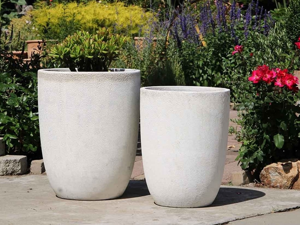 TALL MILANO CONE PLANTERS, CORAL WHITE, SET OF 3- 17"X23", 13"X18", 11"X14