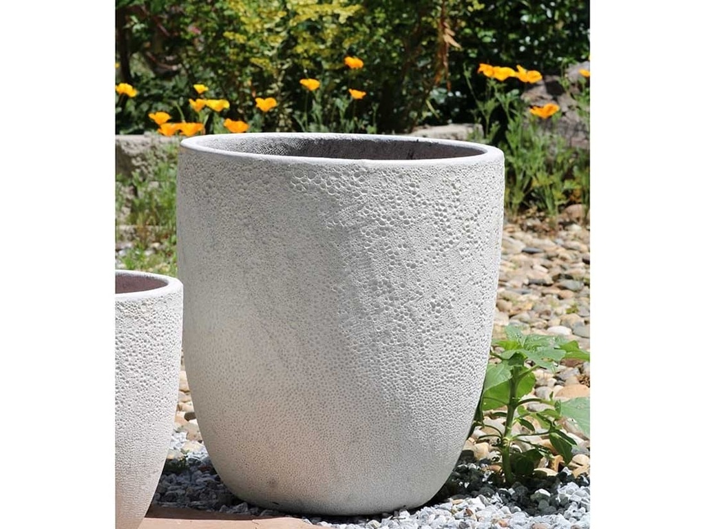 MILANO CONE PLANTER, CORAL WHITE, SET OF 3 - 18"X19.5", 14.5"X15.5", 12"X13.5"