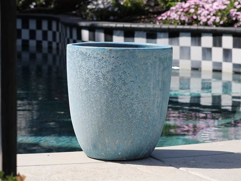 MILANO CONE PLANTER, CORAL AQUA, SET OF 3- 18"X19.5", 14.5"X15.5", 12"X13.5"