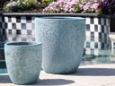 MILANO CONE PLANTER, CORAL AQUA, SET OF 3- 18"X19.5", 14.5"X15.5", 12"X13.5"