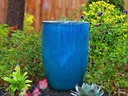 MID HEIGHT BARREL PLANTER, FALLING AQUA, SET OF 3- 18.0"x26.0", 14.0"x20.5", 11.5"x16.5"