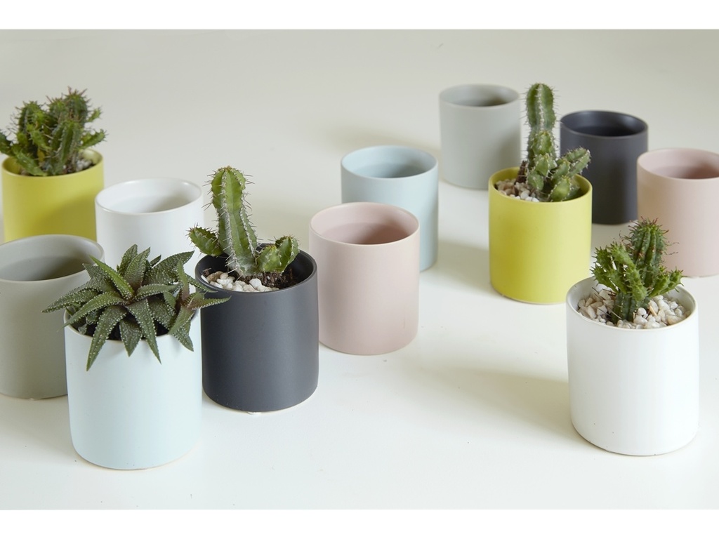 CYLINDER CACHE POT, MIX COLOR, 3.0"X3.0", SOLD IN CASE OF 12