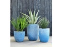 TALL MILANO CONE PLANTERS, CORAL AQUA, SET OF 4-21.5"X27.0", 17"X23", 13"X18", 11"X14