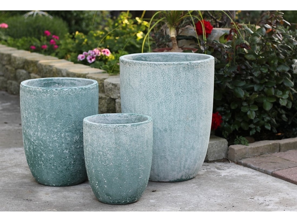 TALL MILANO CONE PLANTERS, CORAL GREEN, SET OF 4-21.5"X27.0", 17"X23", 13"X18", 11"X14