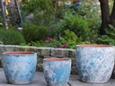 COCO POTS, AEGEAN BLUE, SET OF 3-19"X17", 15'X13", 12"X11"