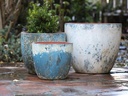 COCO POTS, AEGEAN BLUE, SET OF 4-23"X20", 19"X17", 15'X13", 12"X11"