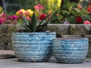 RIBBED BOWLS, AEGEAN BLUE, SET OF 3- 14.5"X10", 11"X75", 8.5"X6.5"