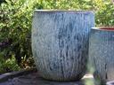 TREE TRUNK PLANTER, AEGEAN BLUE, SET OF 3- 22"X23.5", 17"X18.5", 12.5"X14"