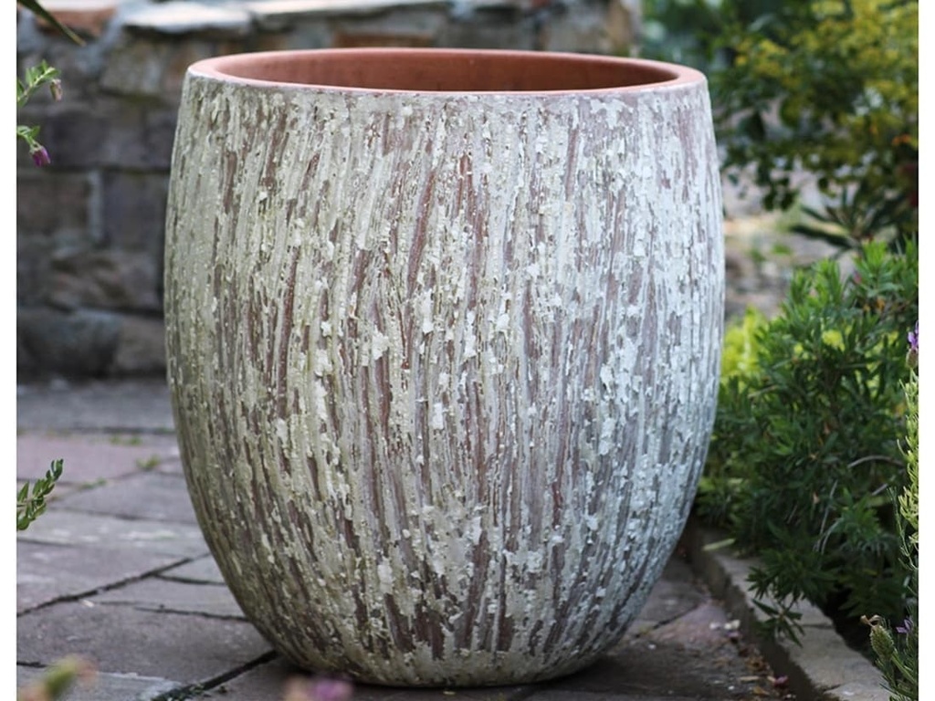 TREE TRUNK PLANTER, AEGEAN WHITE, SET OF 3- 22"X23.5", 17"X18.5", 12.5"X14"