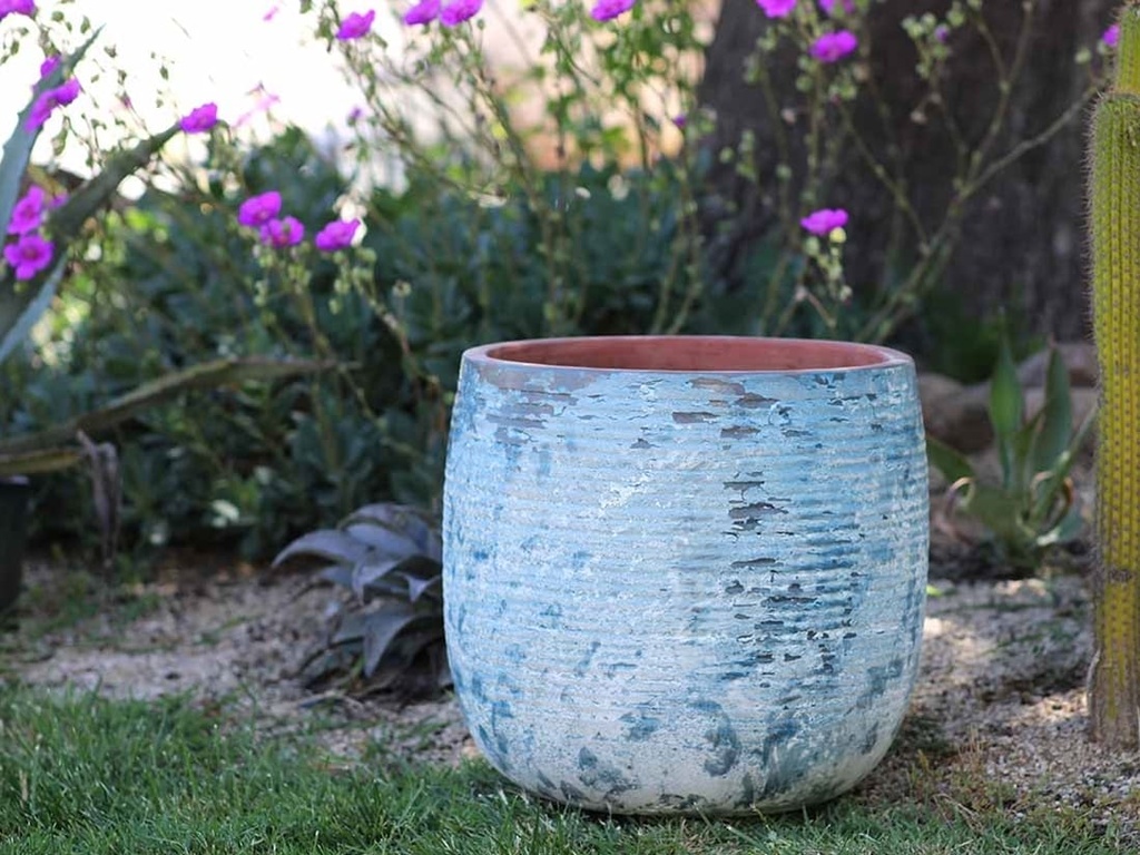 ZINNIA PLANTER, AEGEAN BLUE, SET OF 2-  15.5: X 15.0", 12.0" X 11.5"