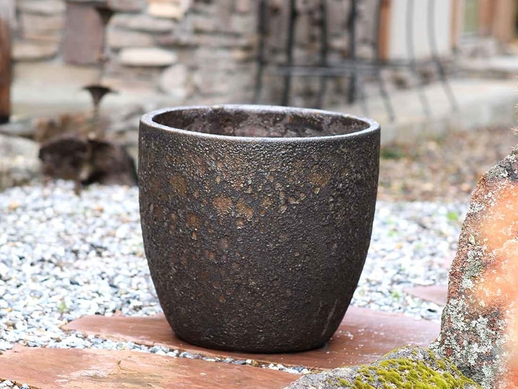 EGG SHELL POTS, SILVER ROCK, SET OF 3 - 17.0" X 15.0", 14.0" X 12.5", 11.5" X 12.0"