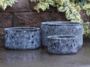 REDONDO LOW PLANTER, CORAL BLACK, SET OF 3-15.5"X10.0", 13.0" X 9.0", 10.0"X8.0"
