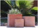 MK CUBE PLANTER, WASH CLAY, SET OF 3-  19.5"x19.5"x19.5", 15.5"x15.5"x15.5", 12"x12"x12"
