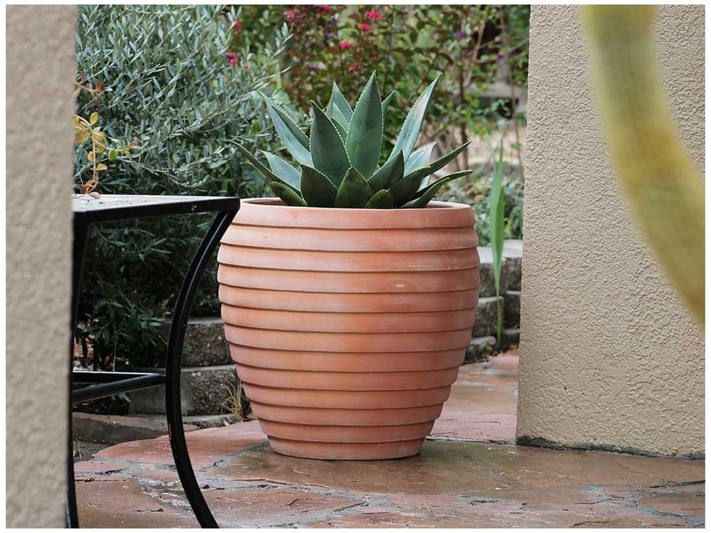 MK  WAVE PLANTER, WASH CLAY, SET OF 3- 19.5"x19.5", 15.5"x15.5", 11"x12"