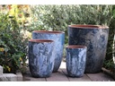 MILANO TALL BARREL PLANTER, AEGEAN SEA, SET OF 4 -23.0"X26.5", 18.5" X 23.0", 14.5" X 19.0", 11.0" X 17.0"