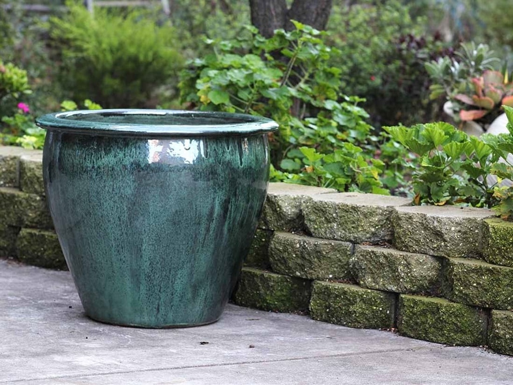 FISH BOWL POTS, PEACOCK GREEN, SET OF 3 - 30.0''X25.0'', 23.0''X21.0'', 17.5''X17.0''