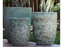 TALL MILANO CONE PLANTERS, CORAL GEM GREEN, SET OF 3- 17"X23", 13"X18", 11"X14