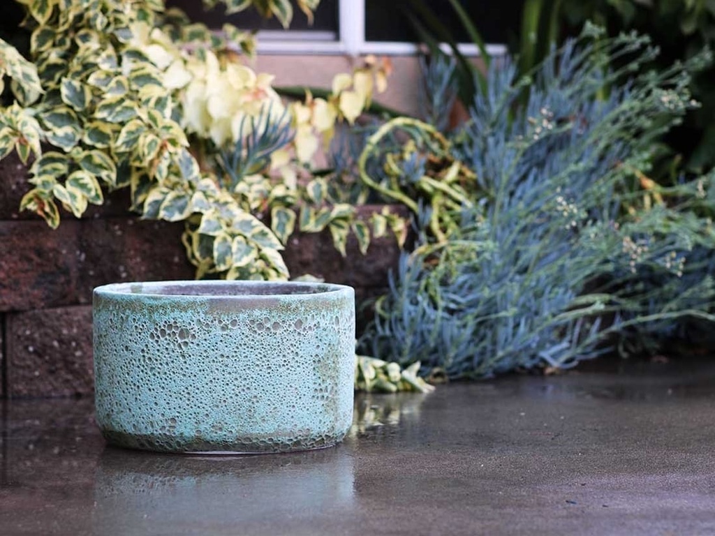 REDONDO LOW PLANTER, CORAL GEM GREEN, SET OF 3-15.5"X10.0", 13.0" X 9.0", 10.0"X8.0"