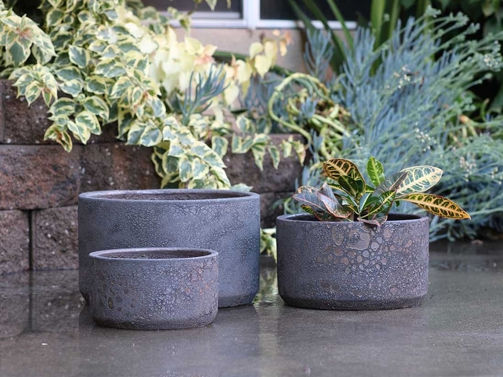 REDONDO LOW  PLANTER, CORAL BRONZE, SET OF 3-15.5"X10.0", 13.0" X 9.0", 10.0"X8.0"