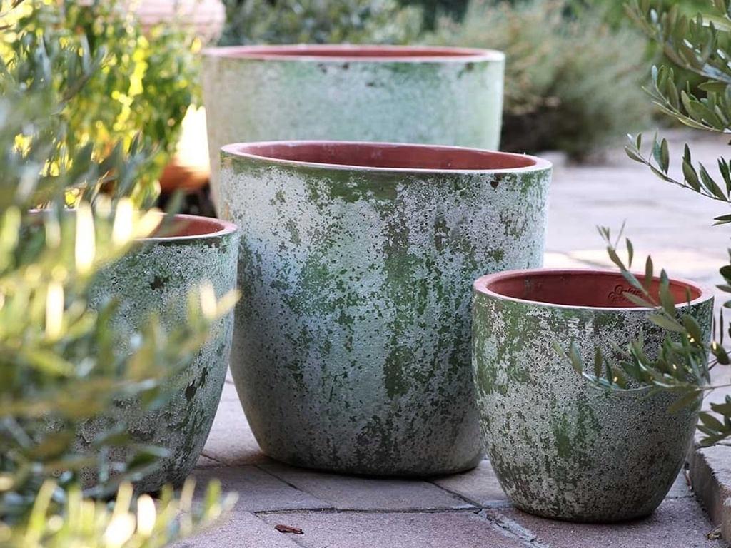 COCO POTS, AEGEAN GREEN, SET OF 3-19"X17", 15'X13", 12"X11"