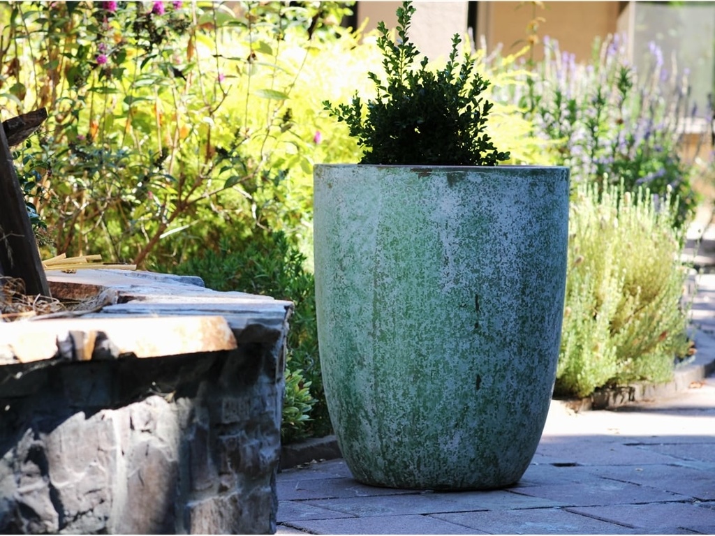 TALL MILANO CONE PLANTERS, AEGEAN GREEN, SET OF 4- 21.5"X27.0", 17"X23", 13"X18", 11"X14