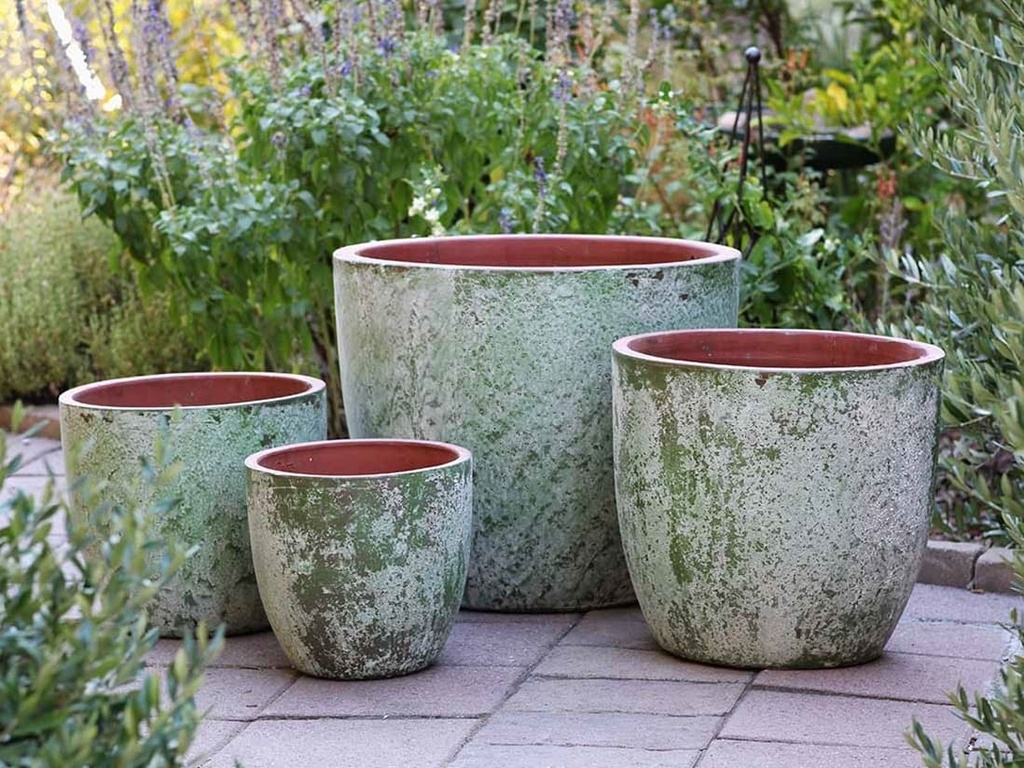 COCO POTS, AEGEAN GREEN, SET OF 4-23"X20", 19"X17", 15'X13", 12"X11"