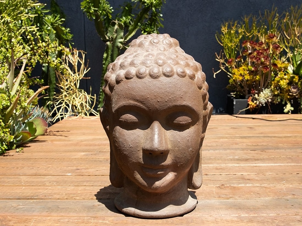 LARGE BUDDHA HEAD, ORGANIC CLAY, SIZE A, 17.5" X 30.5"