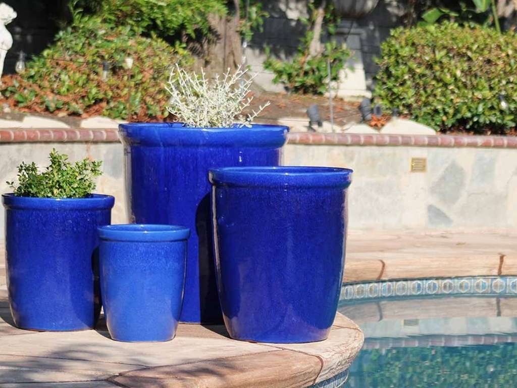 TALL GARDEN POTS, FALLING BLUE, SET OF 4-23.5"X27.0", 19.5"X21.5", 15.5"X17.0", 11.5"X13.5"