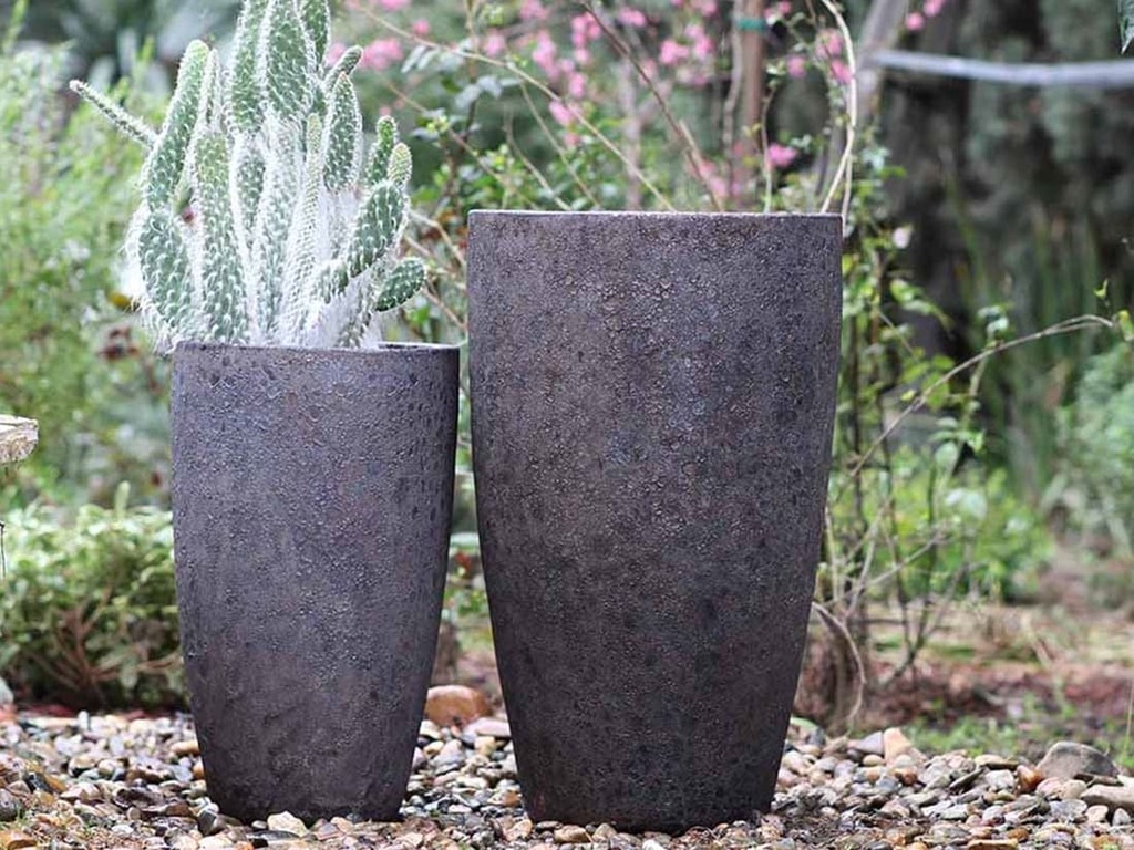 XLG TALL CONE PLANTER, CORAL BRONZE, SET OF 3- 22"X38", 17.5"X27", 13"X22.5"