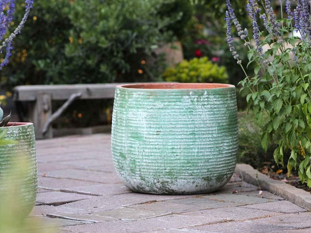 TUSCANO PLANTER, AEGEAN GREEN, SET OF 3-22.0"X18.5", 17.5"X15.0", 13.5"X11.5"