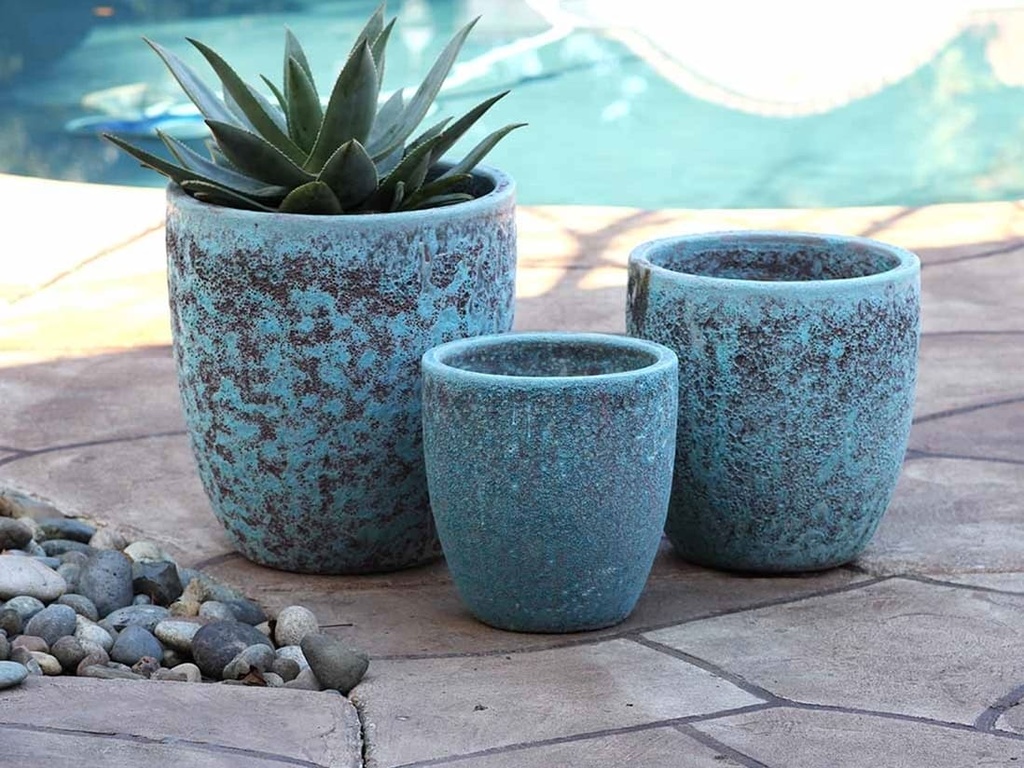 MILANO CONE PLANTER, CORAL GROVE, SET OF 3-18"X19.5", 14.5"X15.5", 12"X13.5"