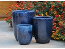 TALL MILANO CONE PLANTERS, SOLSTICE BLUE, SET OF 4- 21.5"X27.0", 17"X23", 13"X18", 11"X14