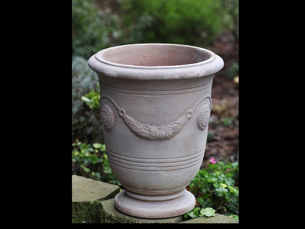ANDUZE URN PLANTER, GREY CLAY,  C SIZE, 17.0"X19.5"