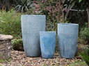 TALL CONE PLANTER, CORAL AQUA, SET OF 2-17.5"X27", 13"X22.5"
