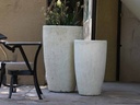 TALL CONE PLANTER, CORAL WHITE, SET OF 2- 17.5"X27", 13"X22.5"