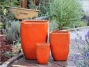 ROUND SQUARE POTS, ORANGE, SET OF 3 -16.5”X22.5”, 12.0”X17.0”, 8.0”X11.0”