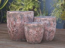 MILANO CONE PLANTER, CORAL RED, SET OF 3 - 18"X19.5", 14.5"X15.5", 12"X12"