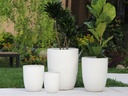 TALL MILANO CONE PLANTERS, WHITE SATIN, SET OF 4-21.5"X27.0", 17"X23", 13"X18", 11"X14