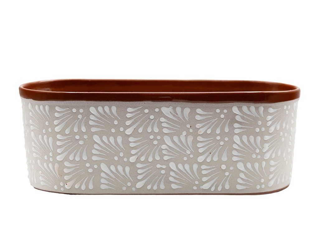 CANOE PLANTER, LARGE, 13.5"X6.5"X5.0", CHRYSANTHEMUM WHITE, SOLD IN CASE OF 2