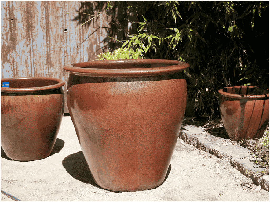 FISH BOWL POTS NEW, MATTE BRONZE, SET OF 3- 30"X25", 23"X21", 17.5"X17"