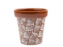 GARDEN VASE POT, MEDIUM, 6" x 6.5", CHRYSANTHEMUM TERRA COTTA, SOLD IN CASE OF 4