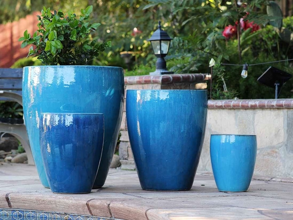 CATALINA POTS, FALLING AQUA, SET OF 4- 26.0"x29.5", 20.0"x24.5", 15.5"x18.5", 12.0"x13.5"