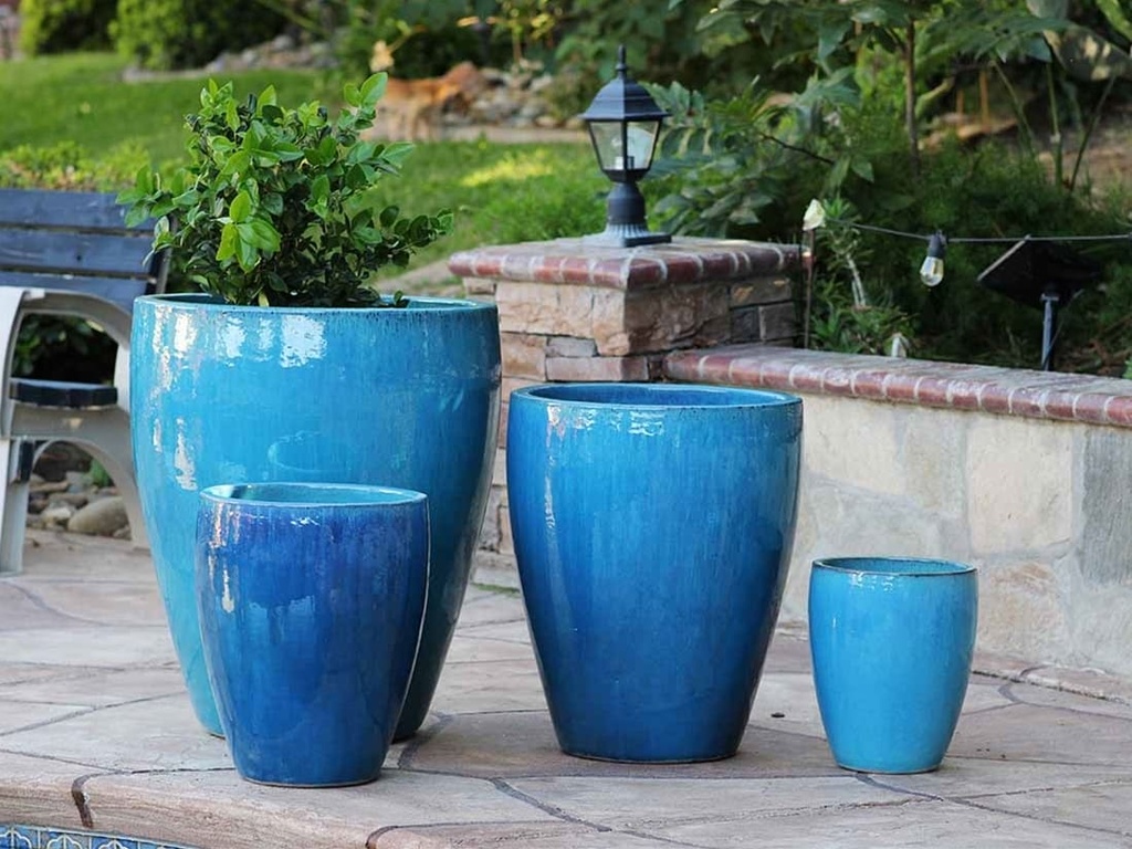 CATALINA POTS, FALLING AQUA, SET OF 4- 26.0"x29.5", 20.0"x24.5", 15.5"x18.5", 12.0"x13.5"