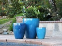 CATALINA POTS, FALLING AQUA,  SET OF 3-  20.0"x24.5", 15.5"x18.5", 12.0"x13.5"
