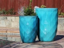 TALL DIAMOND PLANTER, FALLING AQUA, SET OF 2 - 22.0" X 32.5", 18.5" X 25.5"