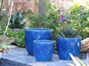 DIAMOND PLANTER, FALLING AQUA, SET OF 3 - 17.5" X 15.0", 14.5" X 13.0", 11.5" X 10.0"
