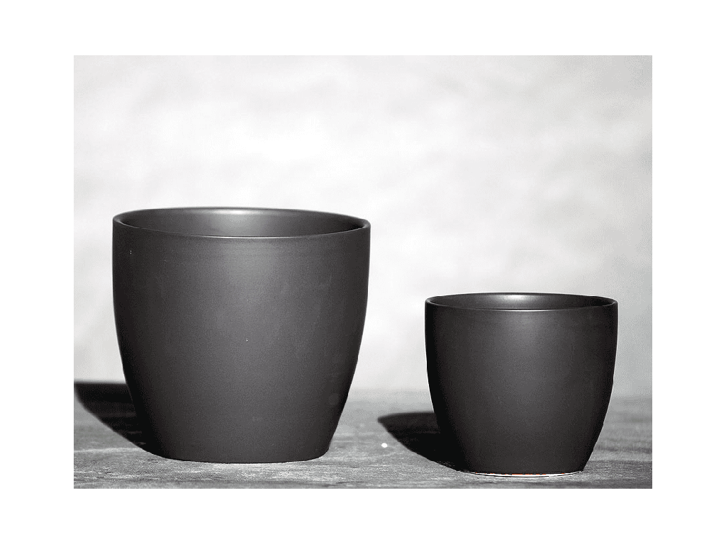 PEACE LILY CACHE POT, MATTE GREY, 8.5"X7.5", SOLD IN CASE OF 2