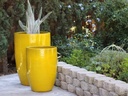 TALL BARREL PLANTER, NO RIM, SET OF 2- CANARY YELLOW, 22"X32.5" 18"X26"