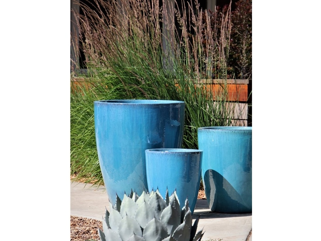 CONE PLANTER, FALLING AQUA, SET OF 3 - 18.5" X 21.0", 13.5" X 16.5", 10.0" X 12.0"